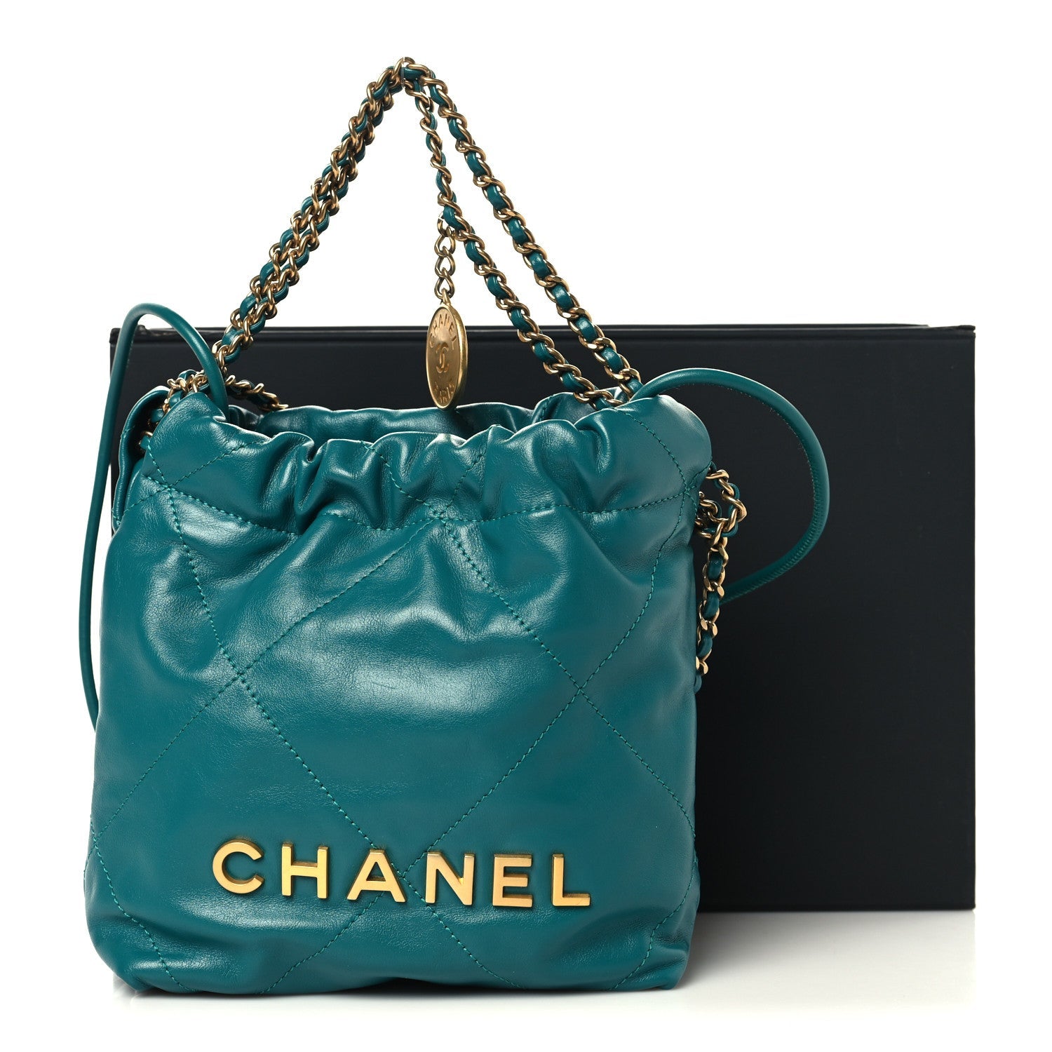 Chanel Shiny Calfskin Quilted Mini Chanel 22 Green