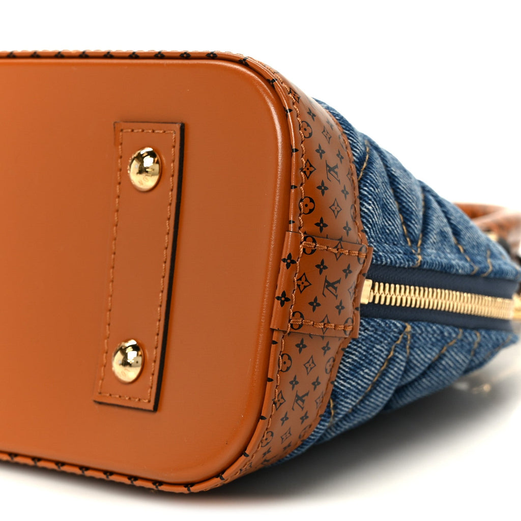Louis Vuitton Denim Calfskin Reverse Monogram Malletage Alma BB Blue