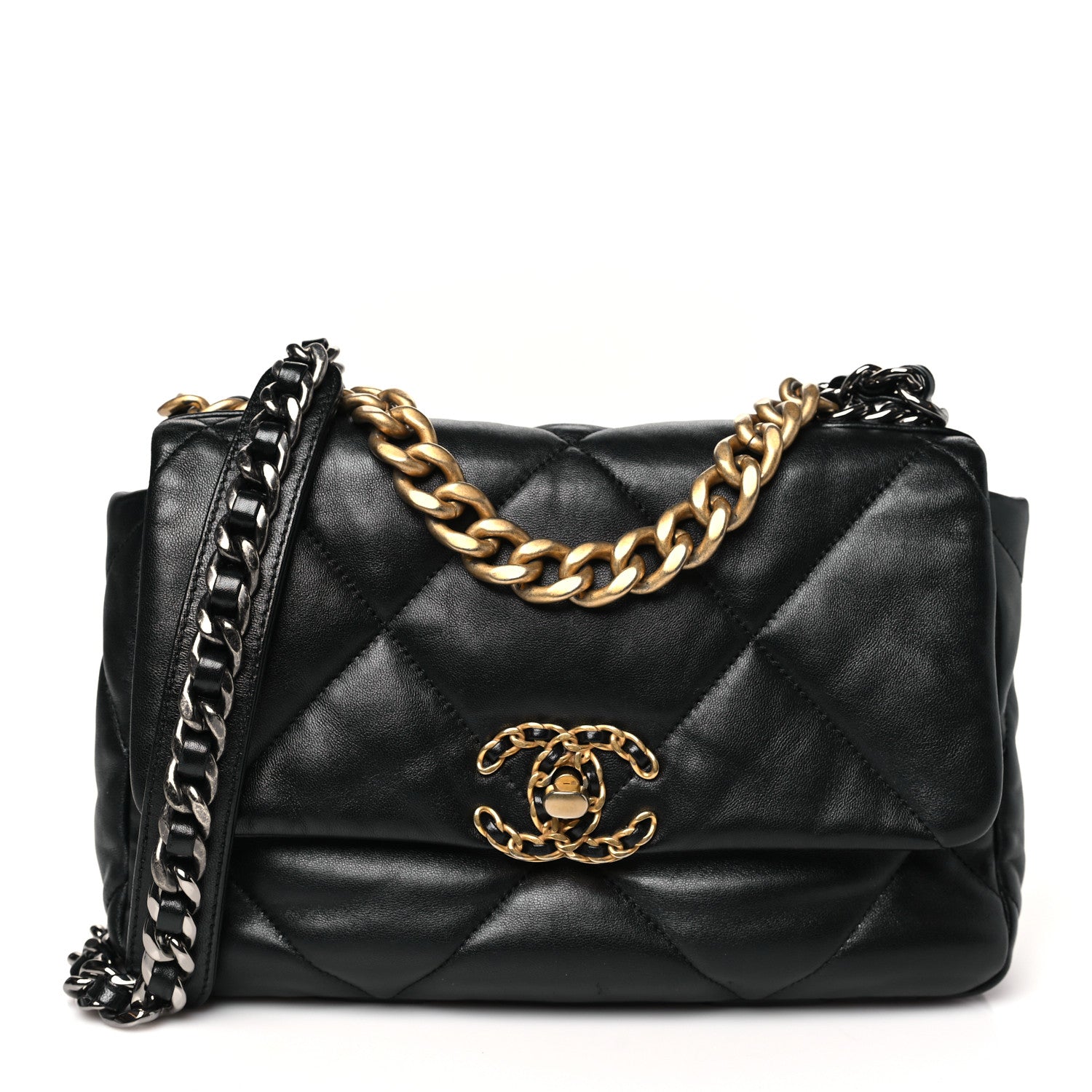 Chanel Lambskin Quilted Medium Chanel 19 Flap Black