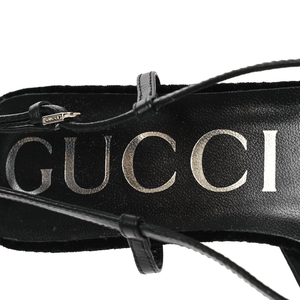 Gucci Velvet GG Monogram Slingback Ballet Flats 37.5 Black