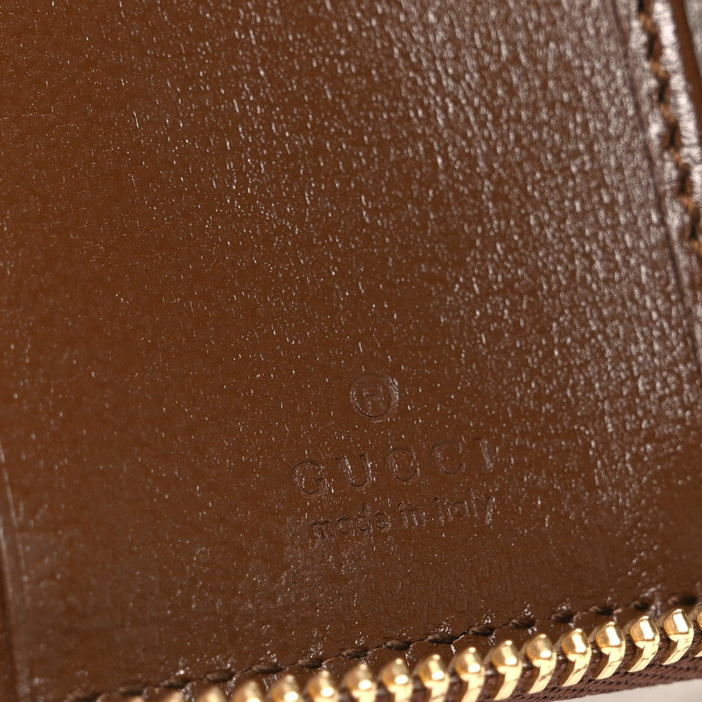 Gucci GG Supreme Monogram Azalea Calfskin Retro Interlocking G Compact Wallet Beige Ebony Brown Sugar