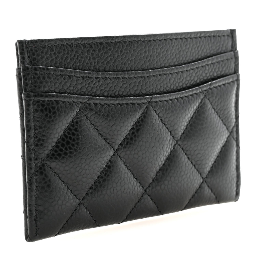 Caviar Quilted Card Holder Black