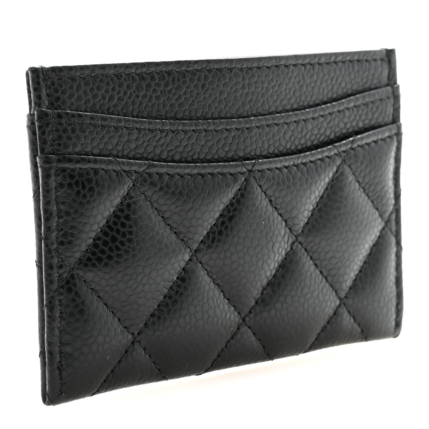 Caviar Quilted Card Holder Black