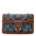Gucci New Denim GG Monogram Dollar Calfskin Enamel Super Mini Dionysus Shoulder Bag Blue Tea Cuir Epilog Electric Blue