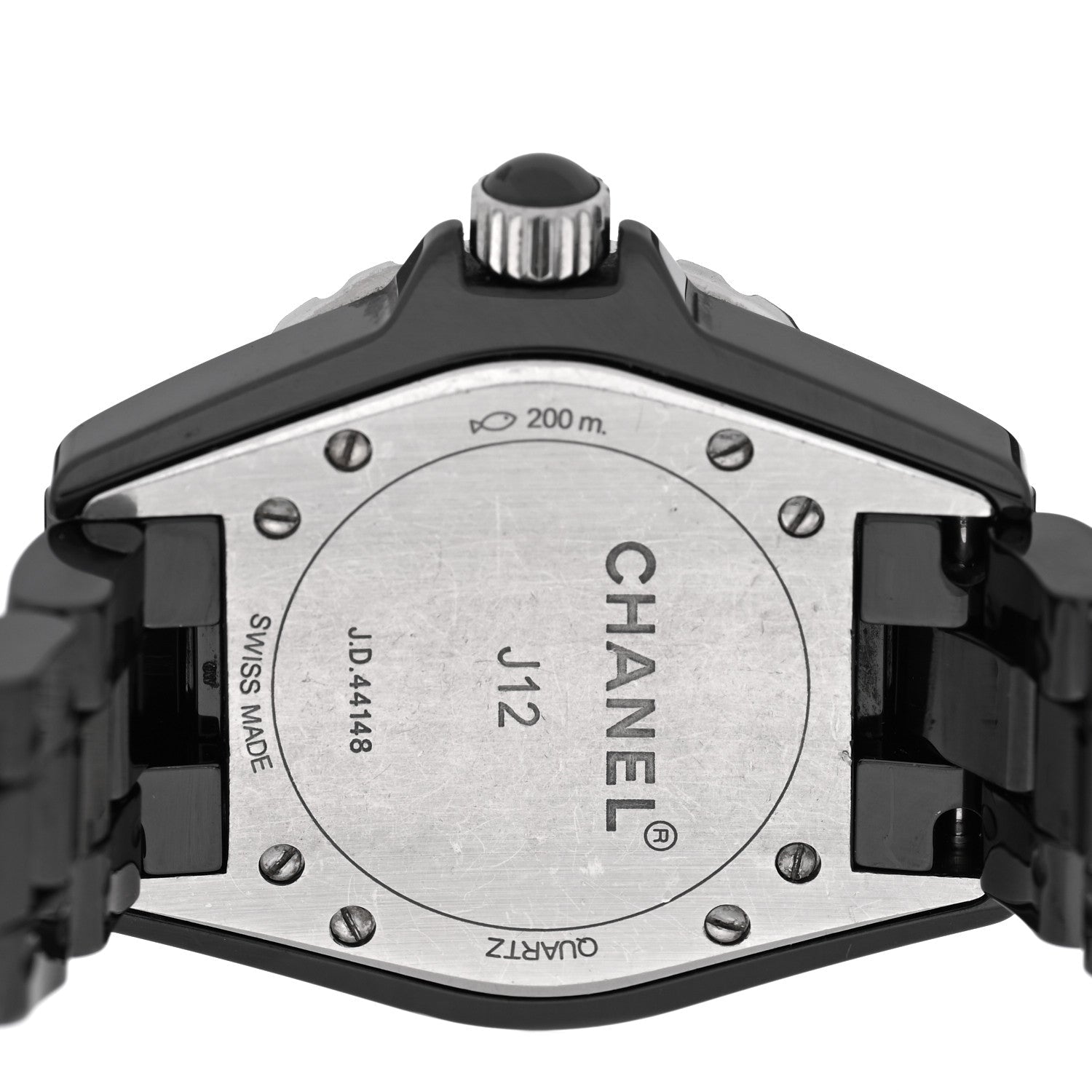 Chanel Stainless Steel Ceramic Diamond 33mm J12 Quartz Watch Black