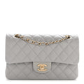 Chanel Caviar Quilted Small Double Flap Grey