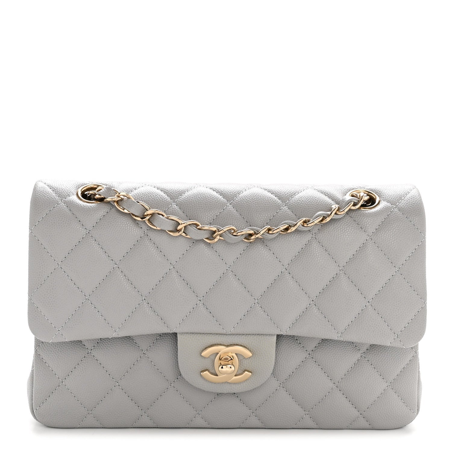Chanel Caviar Quilted Small Double Flap Grey