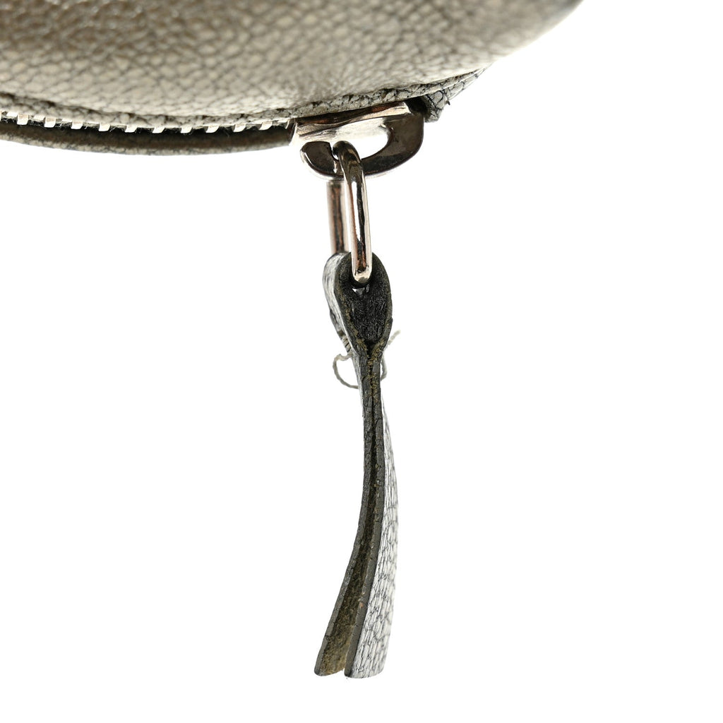 Metallic Goatskin Cosmetic Case Silver