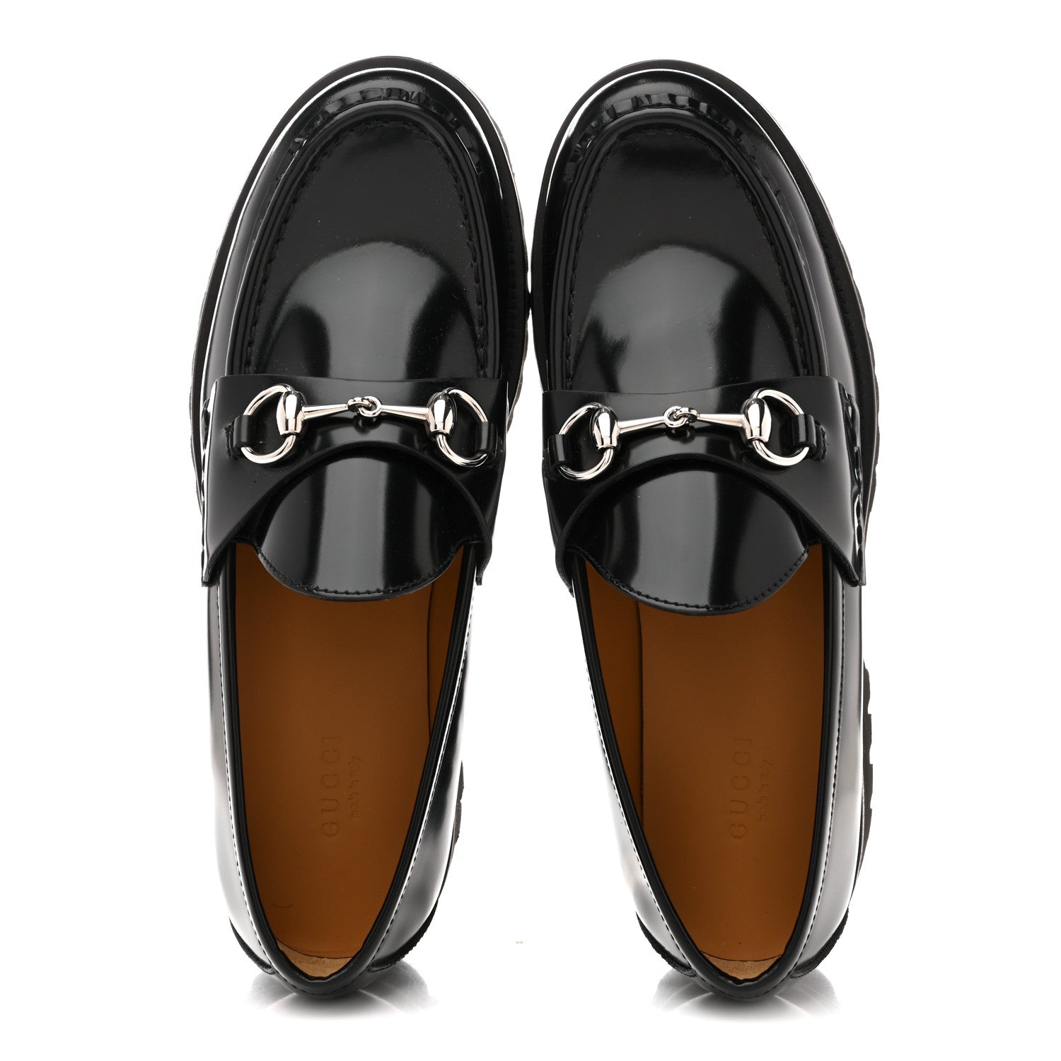 Gucci Cordovan Lux Womens Horsebit 45mm Platform Loafers 39.5 Black