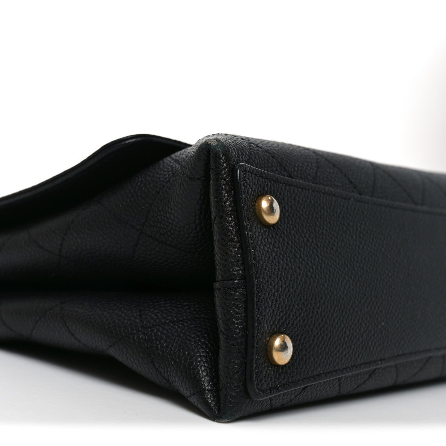 Chanel Caviar Diamond Stitched Top Handle Flap Black
