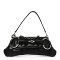 Gucci Nappa Vertical Matelasse Medium Maxi Horsebit Chain Shoulder Bag Black
