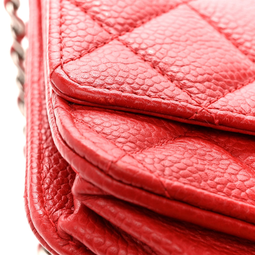 Chanel Caviar Quilted Wallet on Chain WOC Red