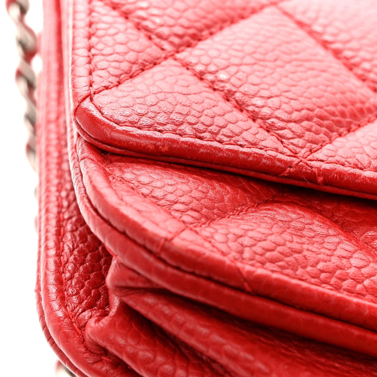 Chanel Caviar Quilted Wallet on Chain WOC Red