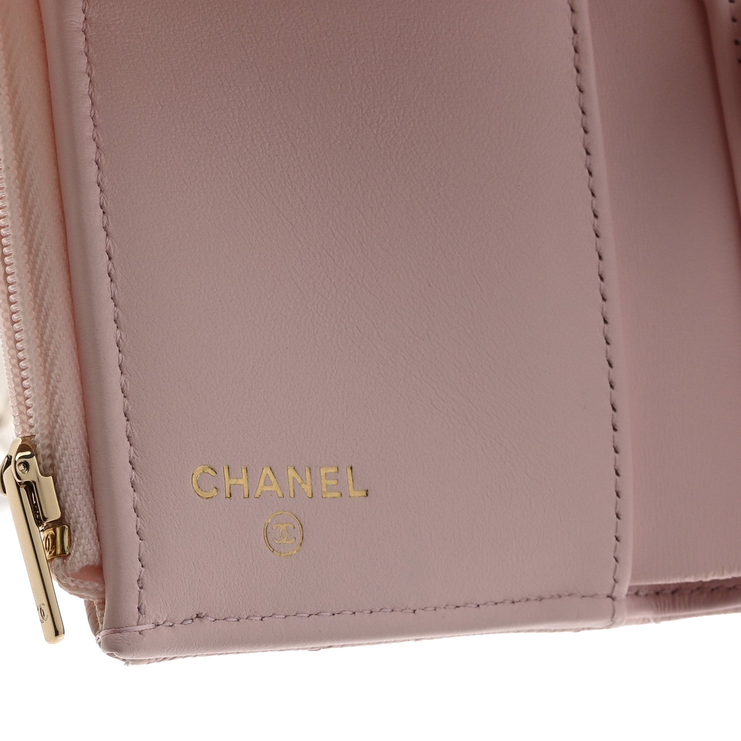 Caviar Quilted Compact Flap Wallet Light Pink