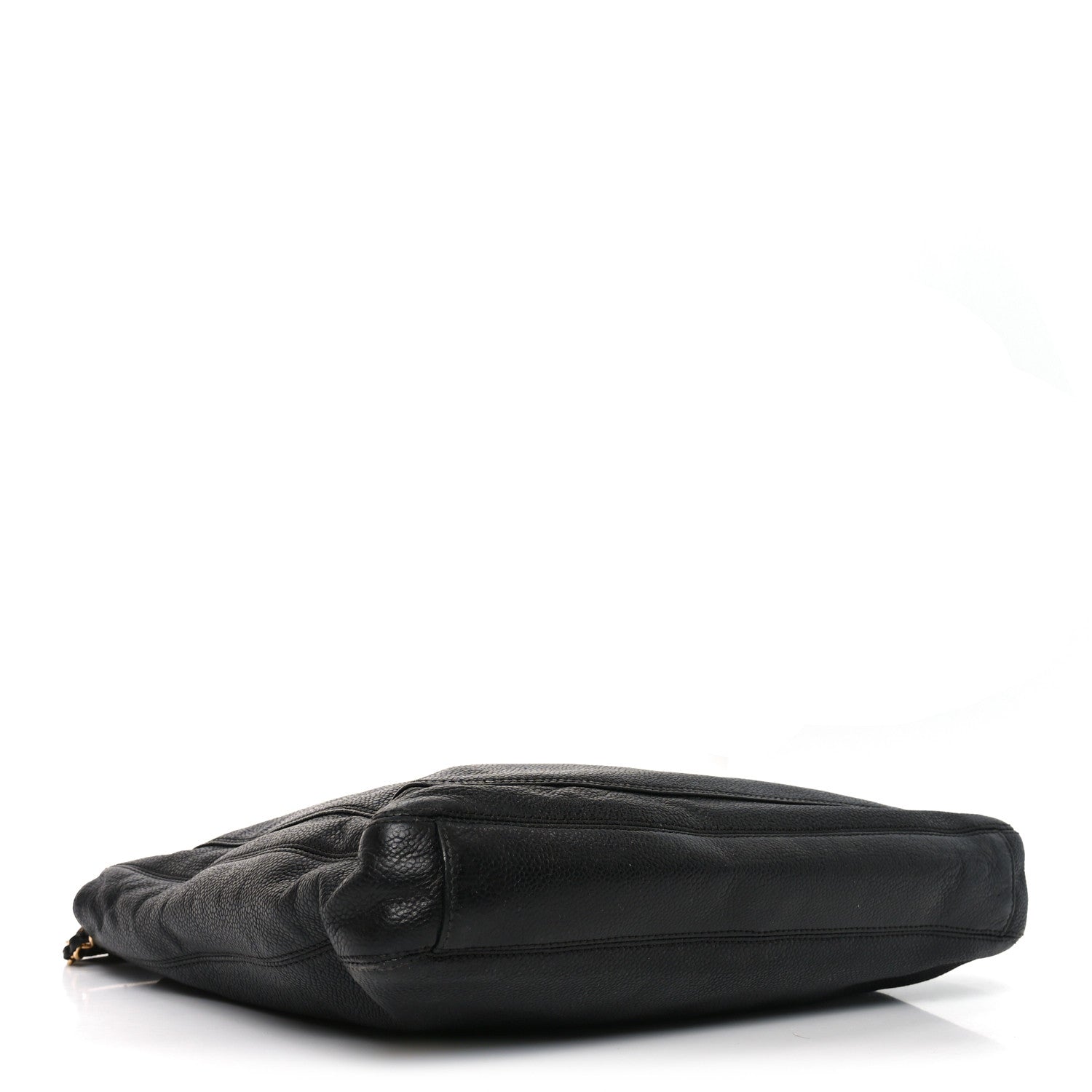 Chanel Caviar Embroidered Logo Shoulder Bag Black