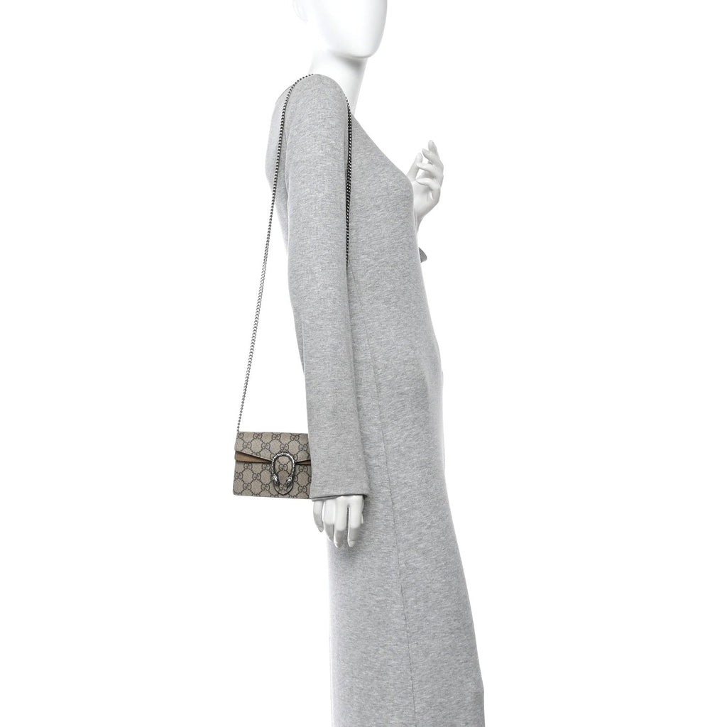 Gucci GG Supreme Monogram Super Mini Dionysus Shoulder Bag Taupe