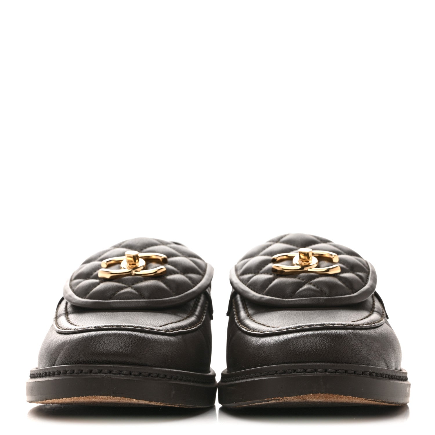 Lambskin Quilted CC Turnlock Loafers 40 Dark Brown