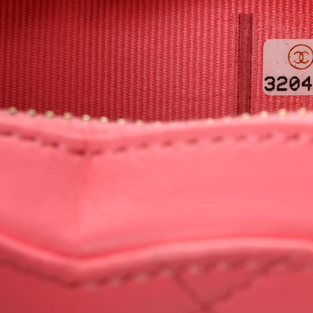 Chanel Lambskin Quilted CC In Love Heart Waist Belt Bag With Chain Pink