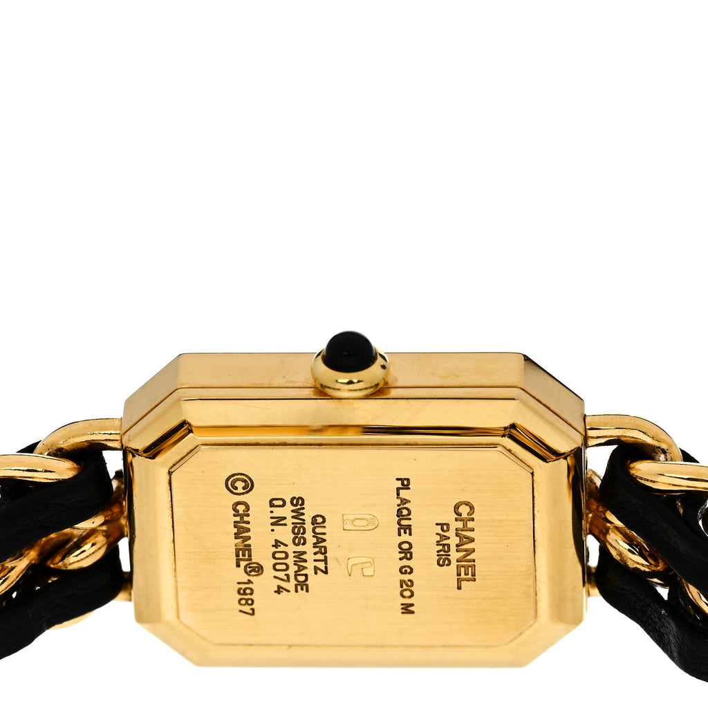 Chanel Stainless Steel Lambskin 20mm Chain Premiere Quartz Watch Gold L
