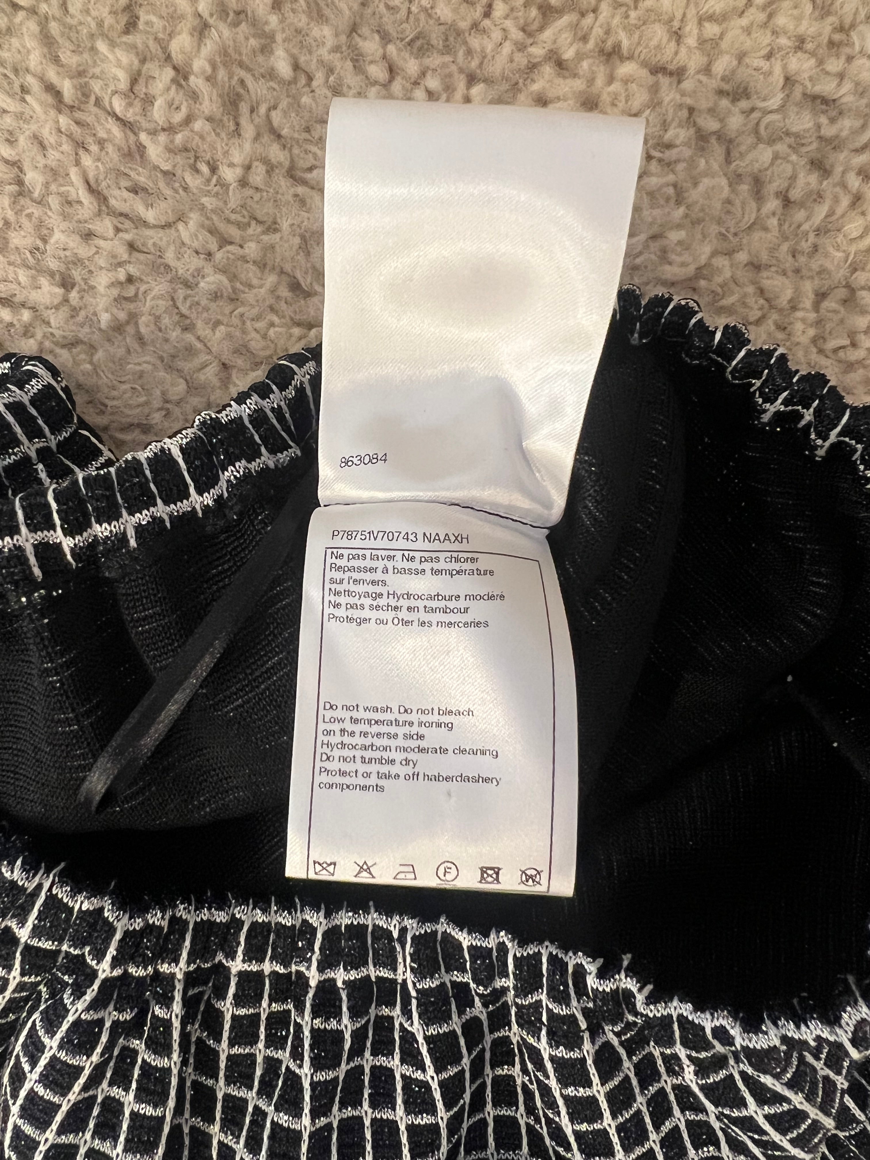 Chanel Black and White Checkered Micro Shorts with Silver Metallic Details and Silver CC Logo Buttons Size FR 36 (UK 8)