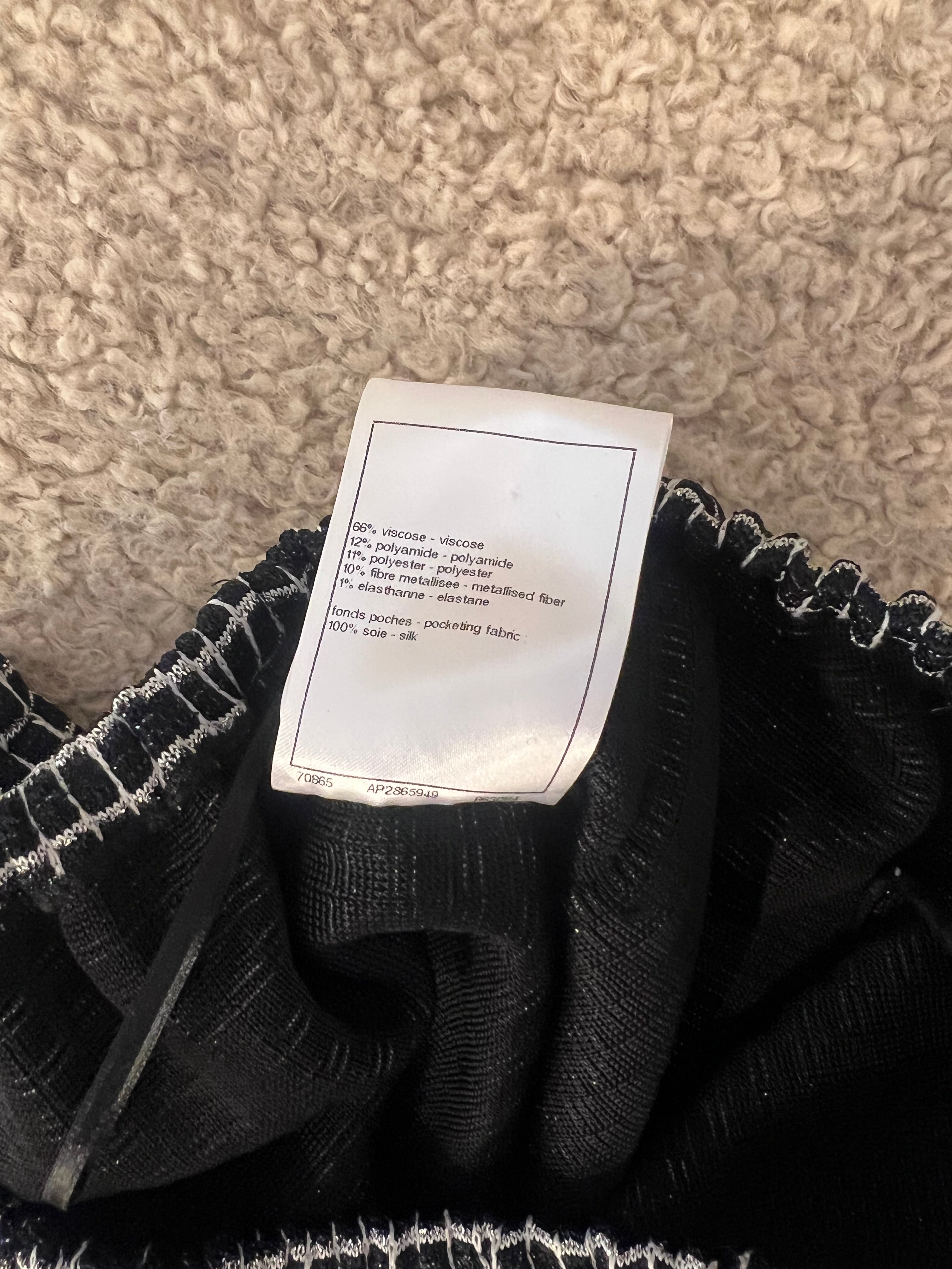 Chanel Black and White Checkered Micro Shorts with Silver Metallic Details and Silver CC Logo Buttons Size FR 36 (UK 8)