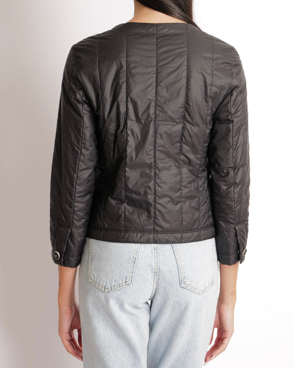 Chanel 13K Black Windbreaker Jacket with Silver Zipper and Black and Silver CC Logo Buttons Size FR 36 (UK 8)
