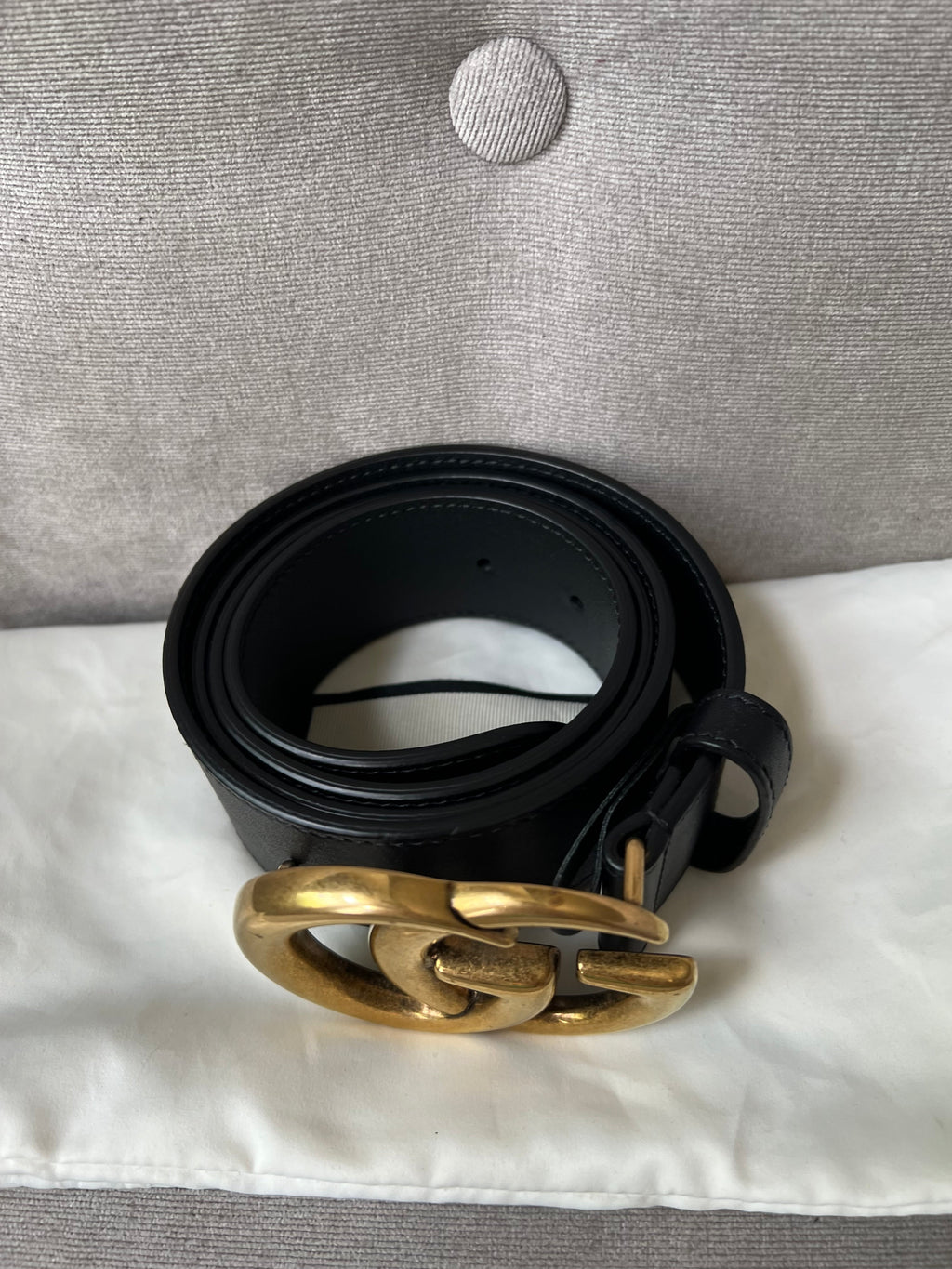Gucci GG 2015 Re edition Marmont Black Wide Leather Belt with Gold Buckle