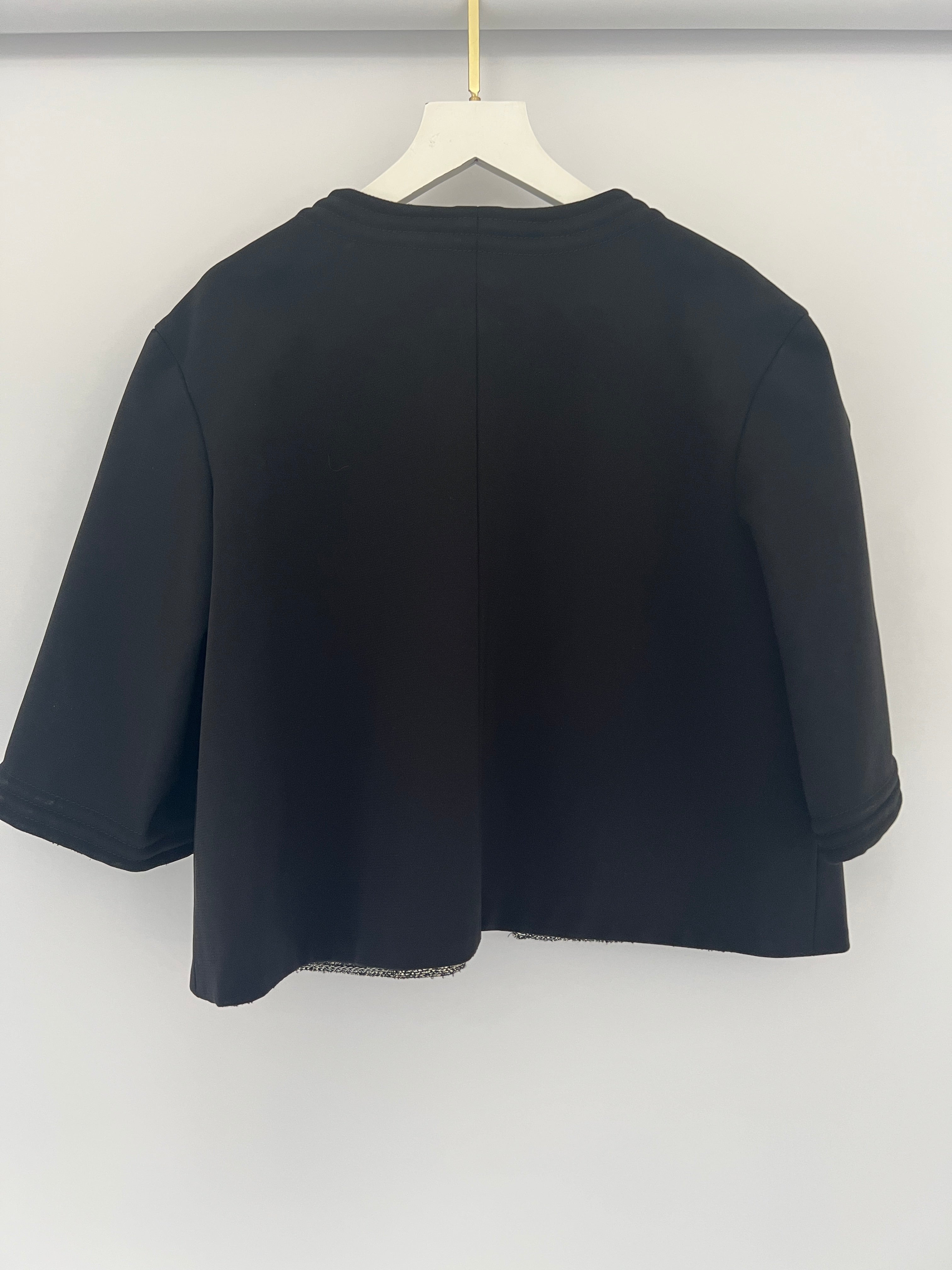 *HOT* Chanel 12/A Black and Silver Metallic Tweed Lined Pocket Jacket Size FR 42 (UK 14)