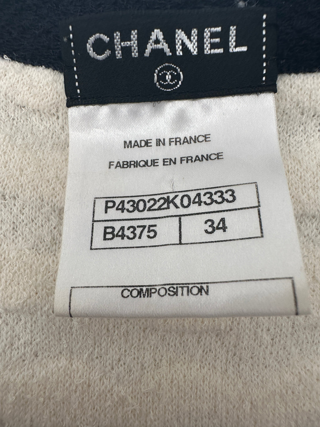 Chanel Cream Sleeveless Midi Dress with Navy Hem and Pocket Detail Size FR 34 (UK 6)