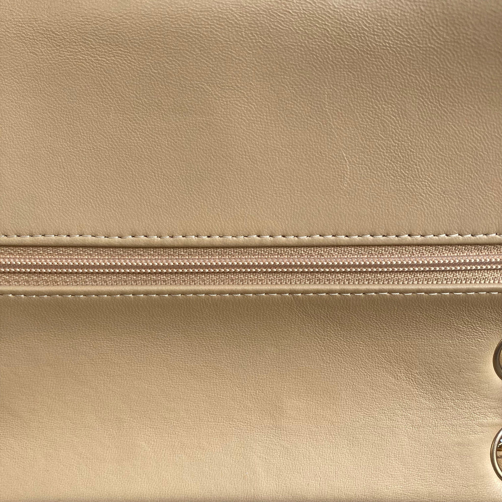Chanel 2014 Beige Canvas Medium Classic Double Flap Shoulder Bag