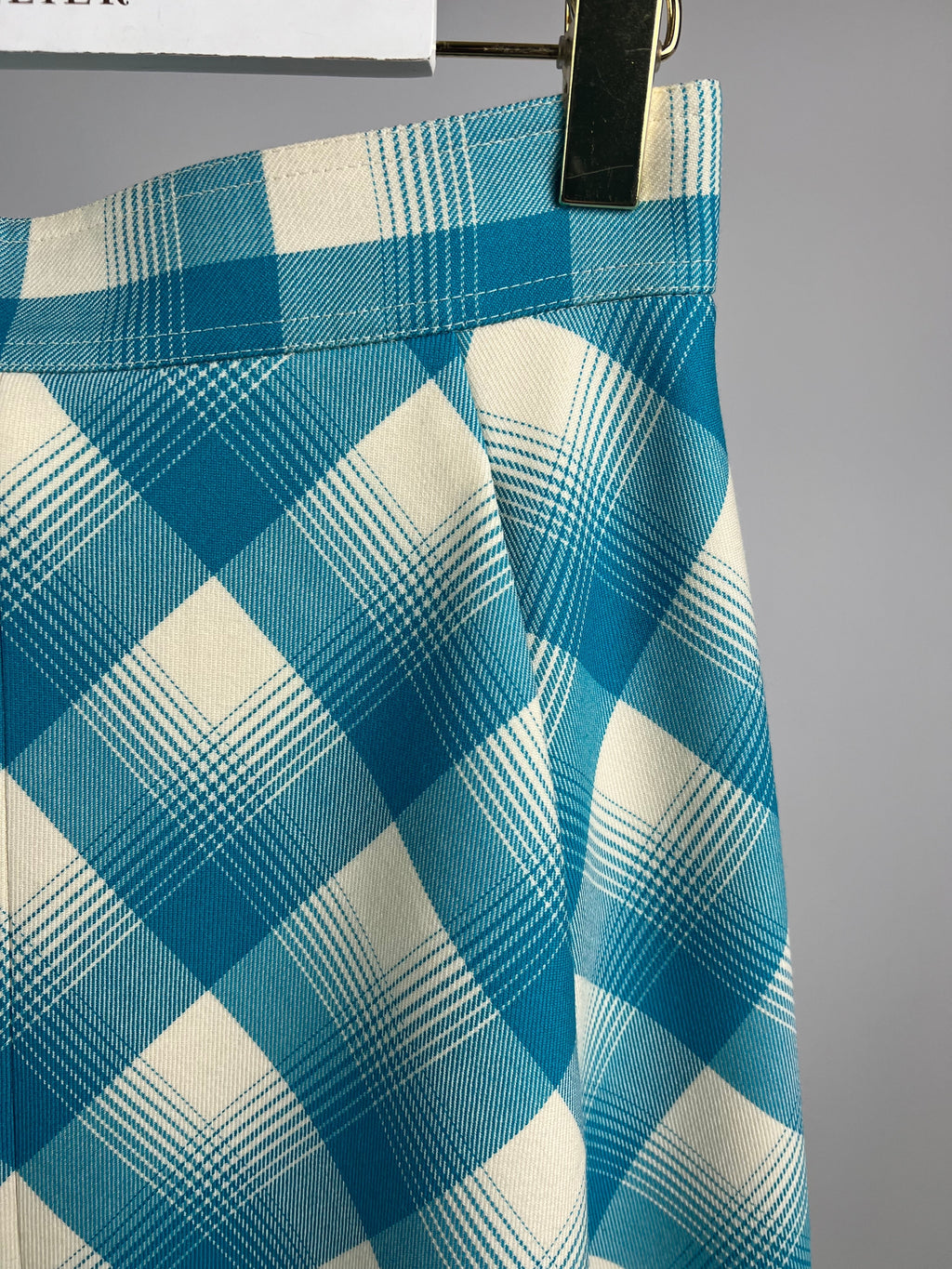 Gucci Turquoise and White Checked Shirt and Skirt Set IT 40 & 42 (UK 8-10)