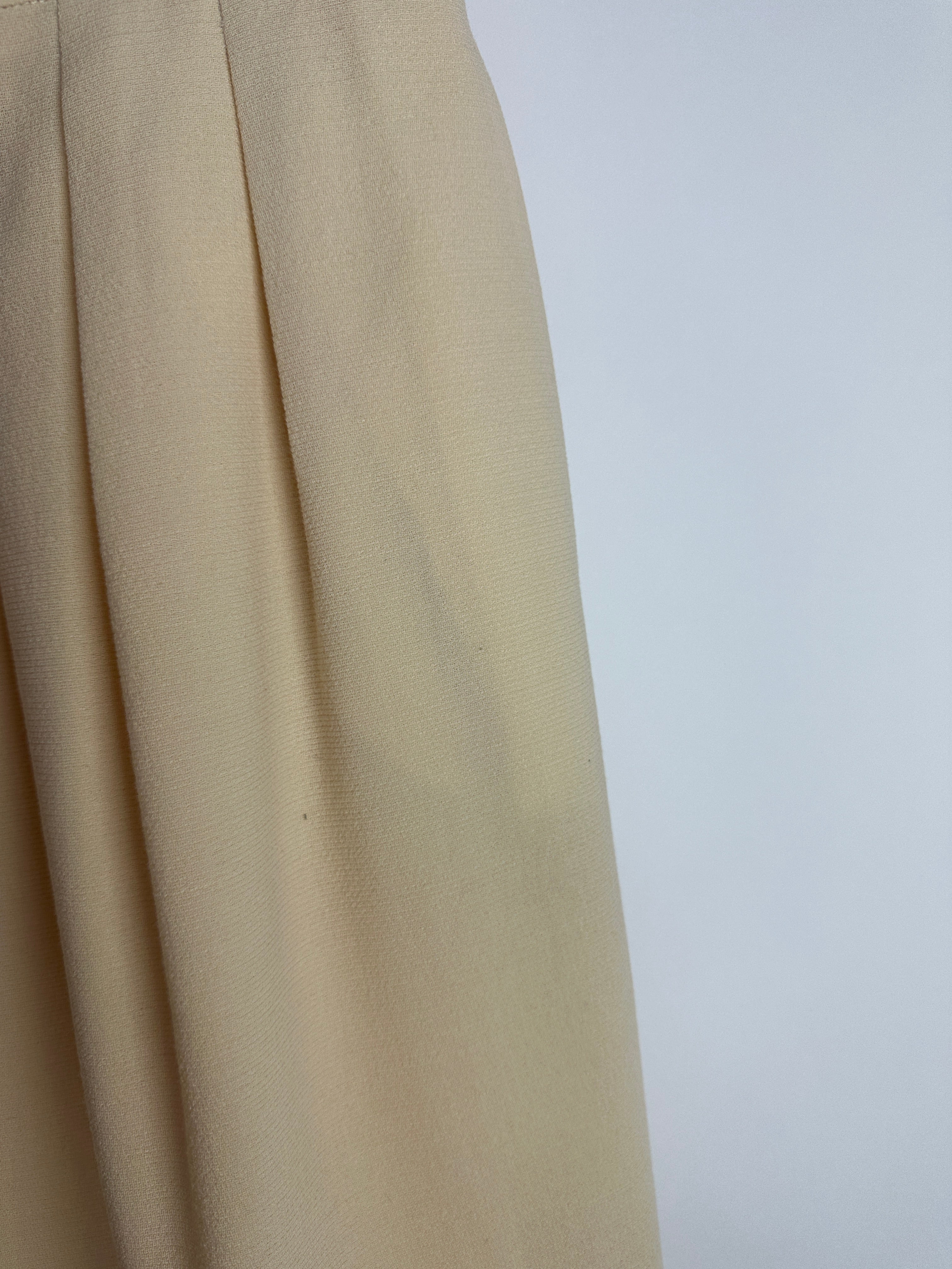 Chanel Vintage Cream Double Breasted Wool Blazer Jacket and Skirt Set with Gold CC Logo Button Detail FR 36 (UK 8)