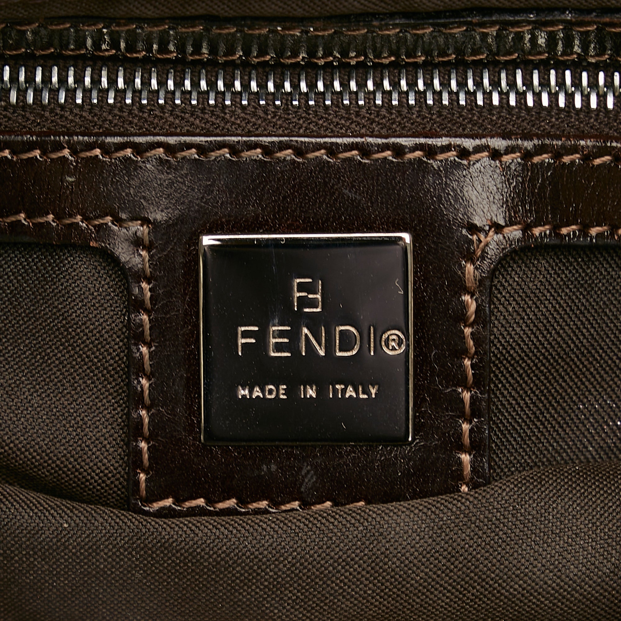FENDI Zucca Canvas Baguette Brown