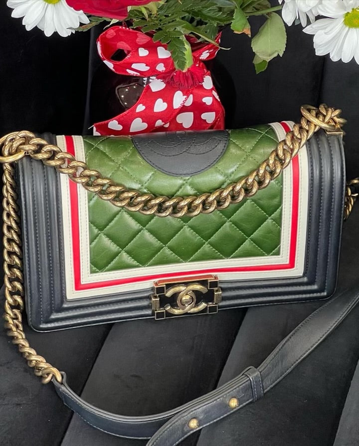 Chanel Crest Boy Flap Bag Quilted Lambskin Medium