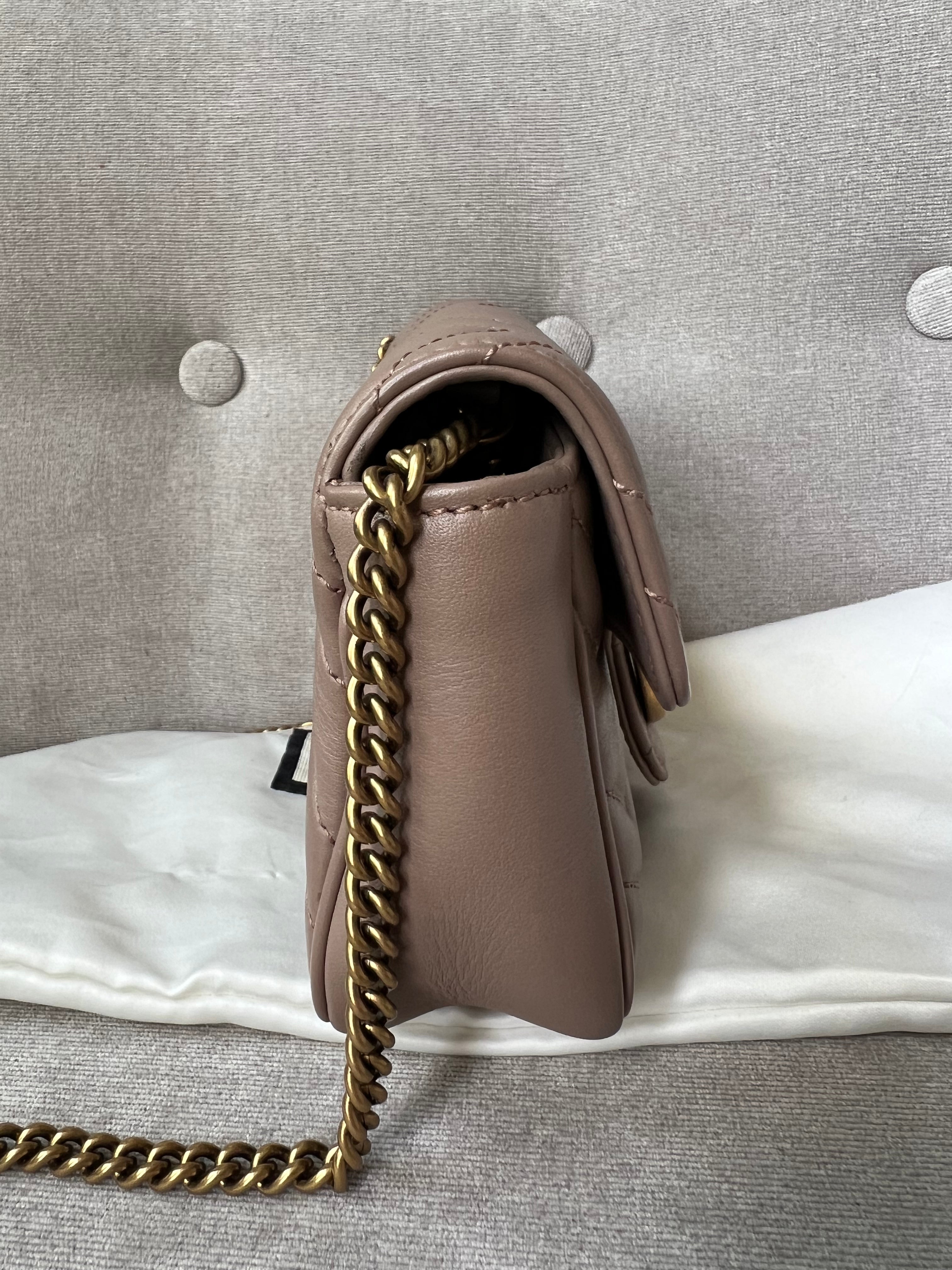 Gucci GG Dusty Pink Marmont Super Mini Shoulder Bag