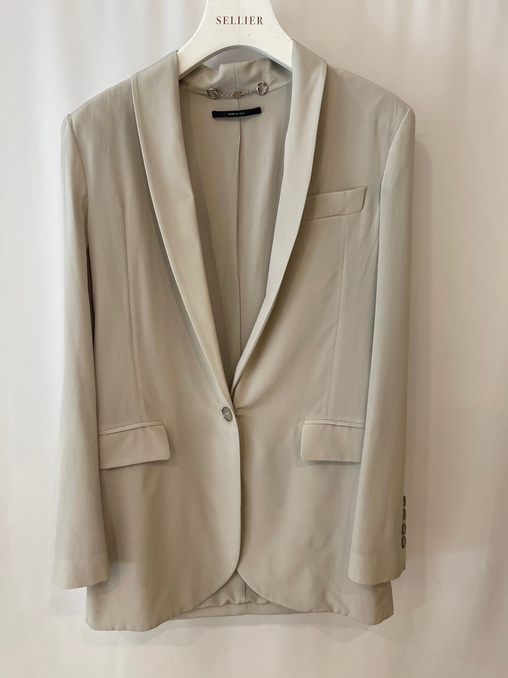 Gucci Light Grey Silk Long Blazer Jacket Size IT 38 (UK 6)