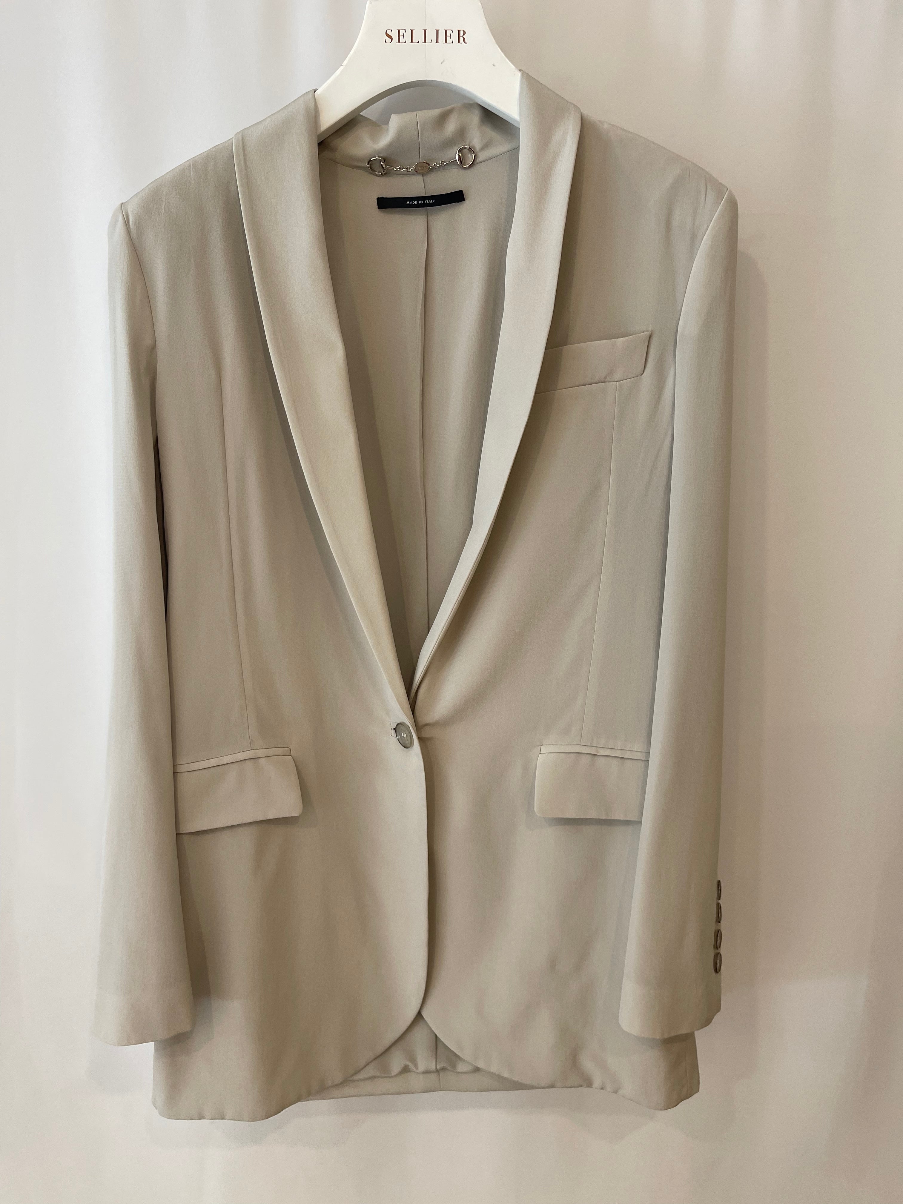 Gucci Light Grey Silk Long Blazer Jacket Size IT 38 (UK 6)