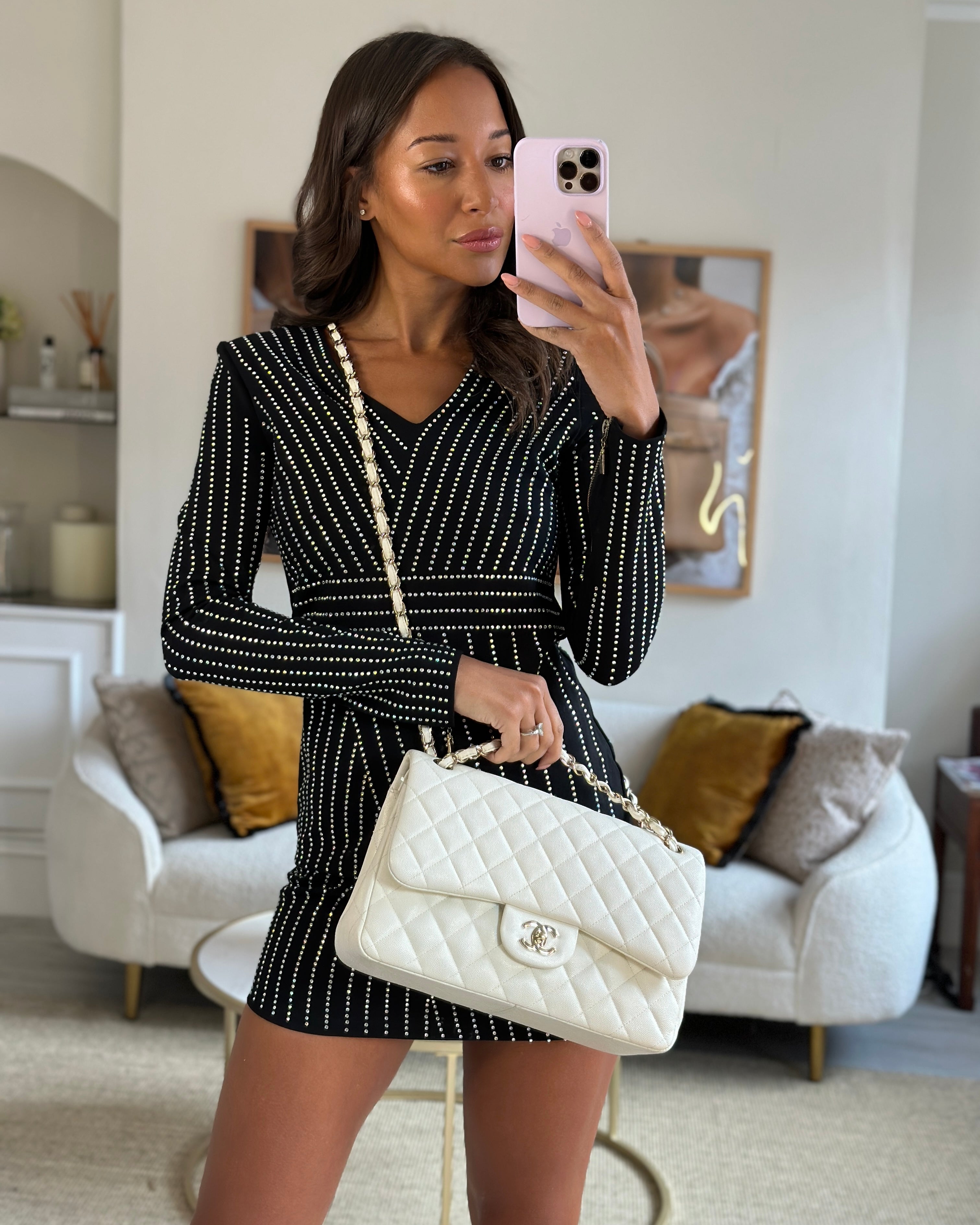 Chanel White Jumbo Classic Double Flap Bag in Shiny Caviar Leather with Champagne Gold Hardware RRP £9,240
