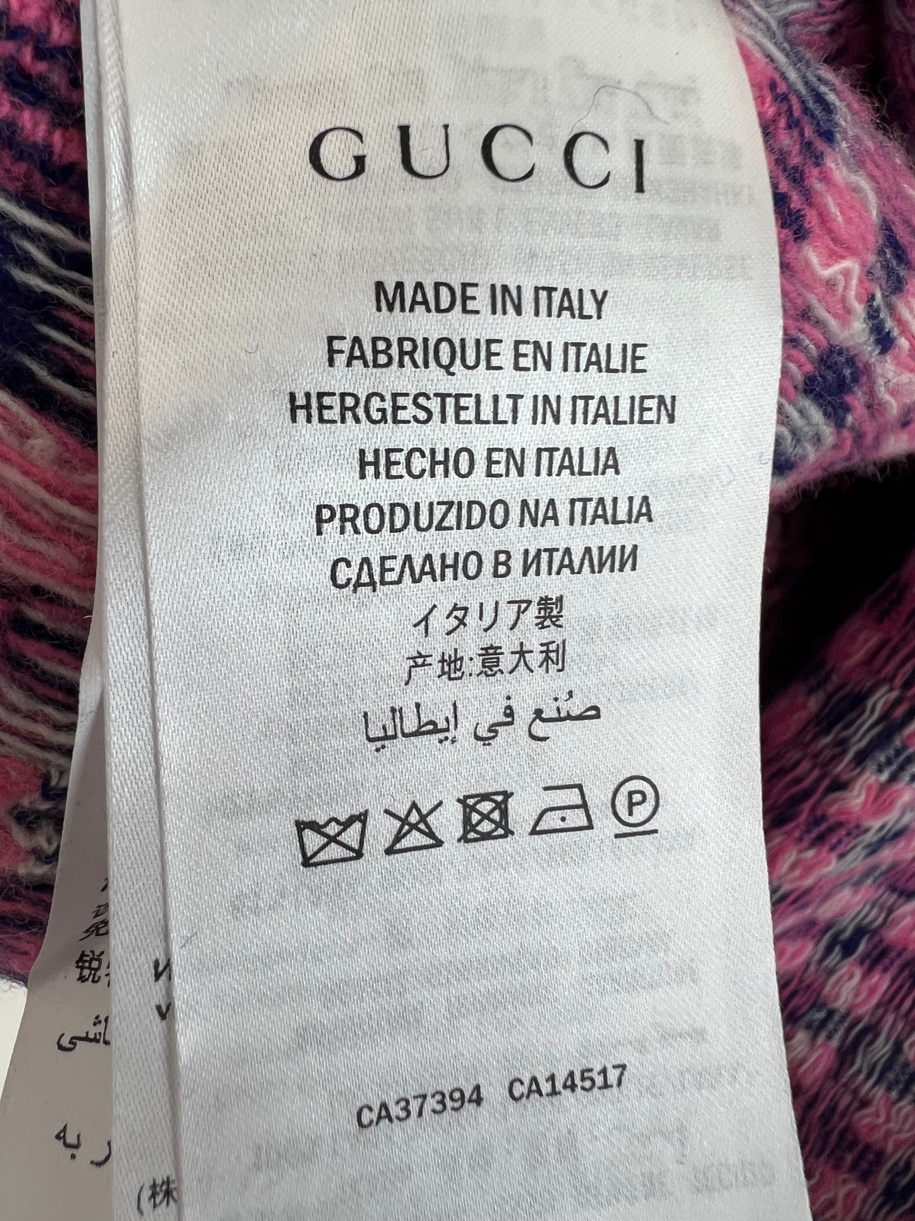 Gucci Pink, White and Purple Check Knitted Midi Skirt with Metallic Hem Size M (UK 10)