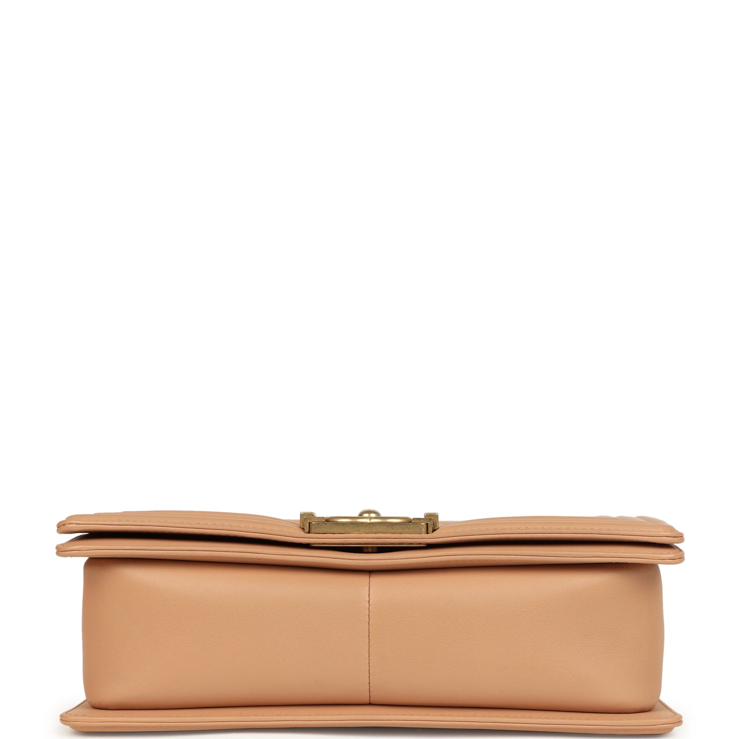 Chanel Medium Boy Bag Dark Beige Lambskin Antique Gold Hardware