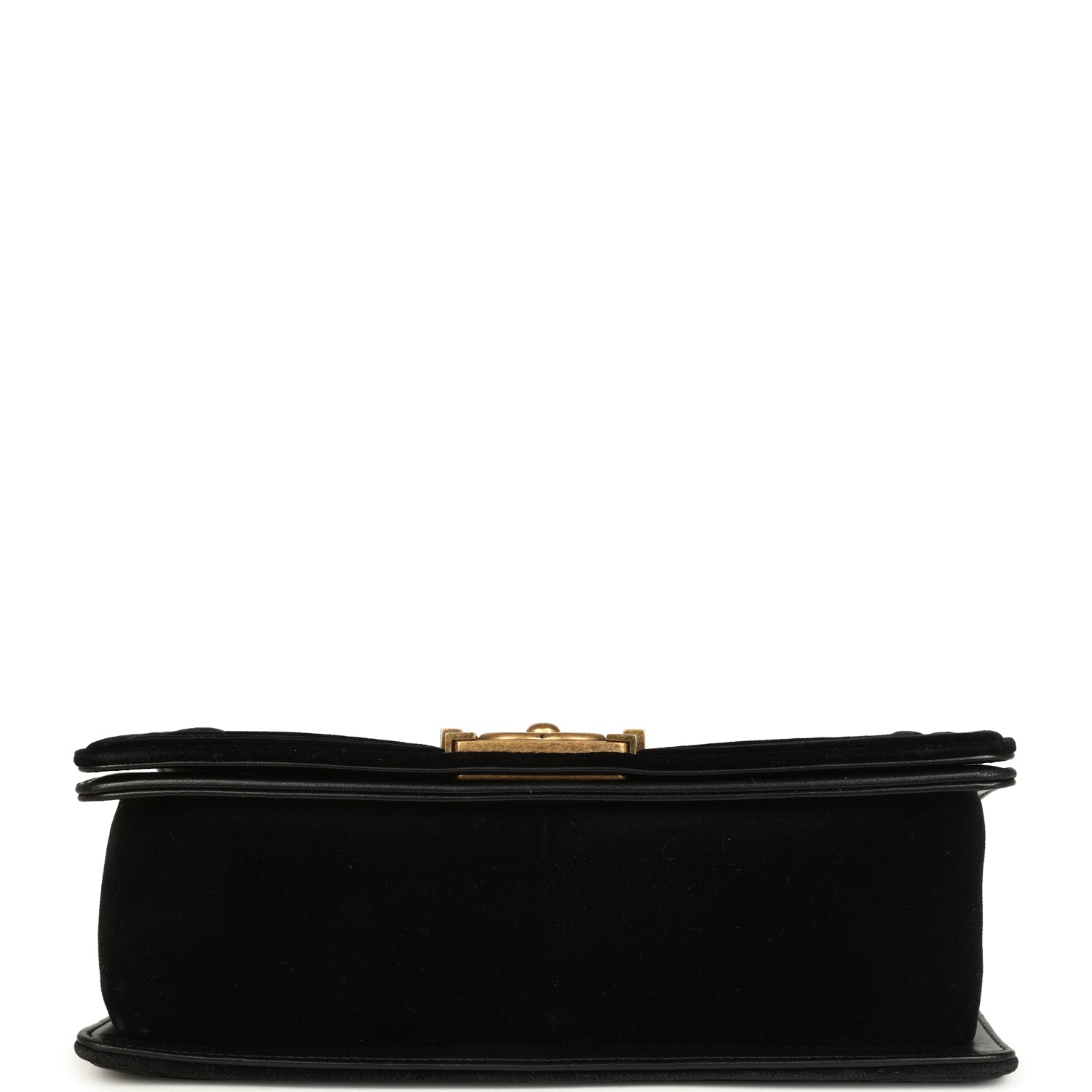 Chanel Medium Boy Bag Black Chevron Velvet Antique Gold Hardware