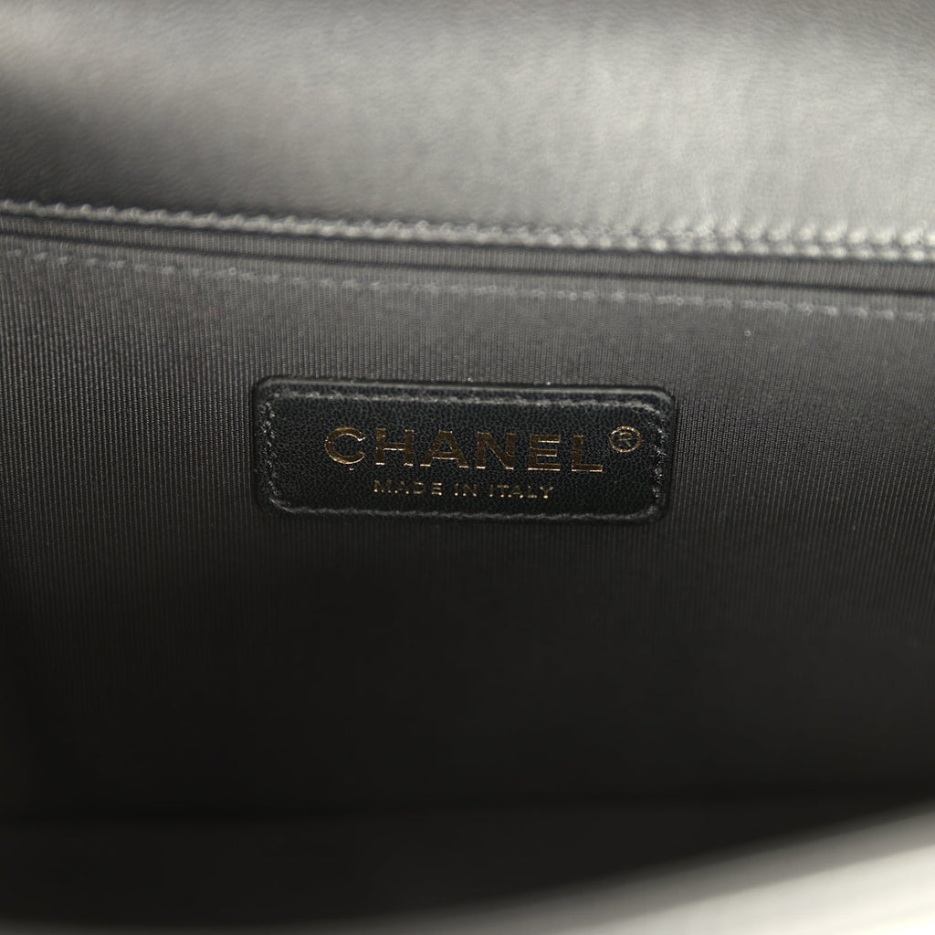 Chanel Medium Boy Bag Black Chevron Velvet Antique Gold Hardware
