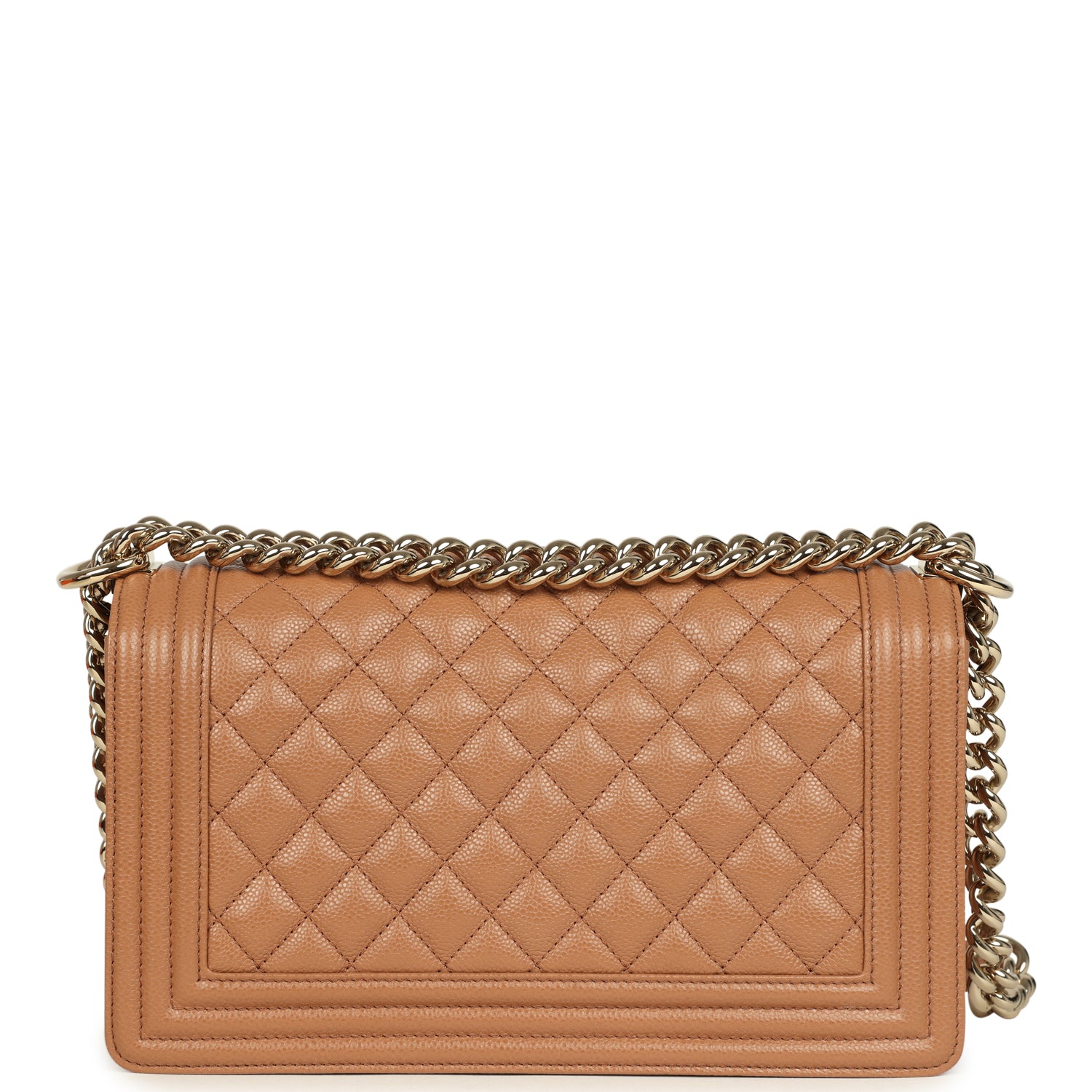 Chanel Medium Boy Bag Caramel Shiny Caviar Light Gold Hardware