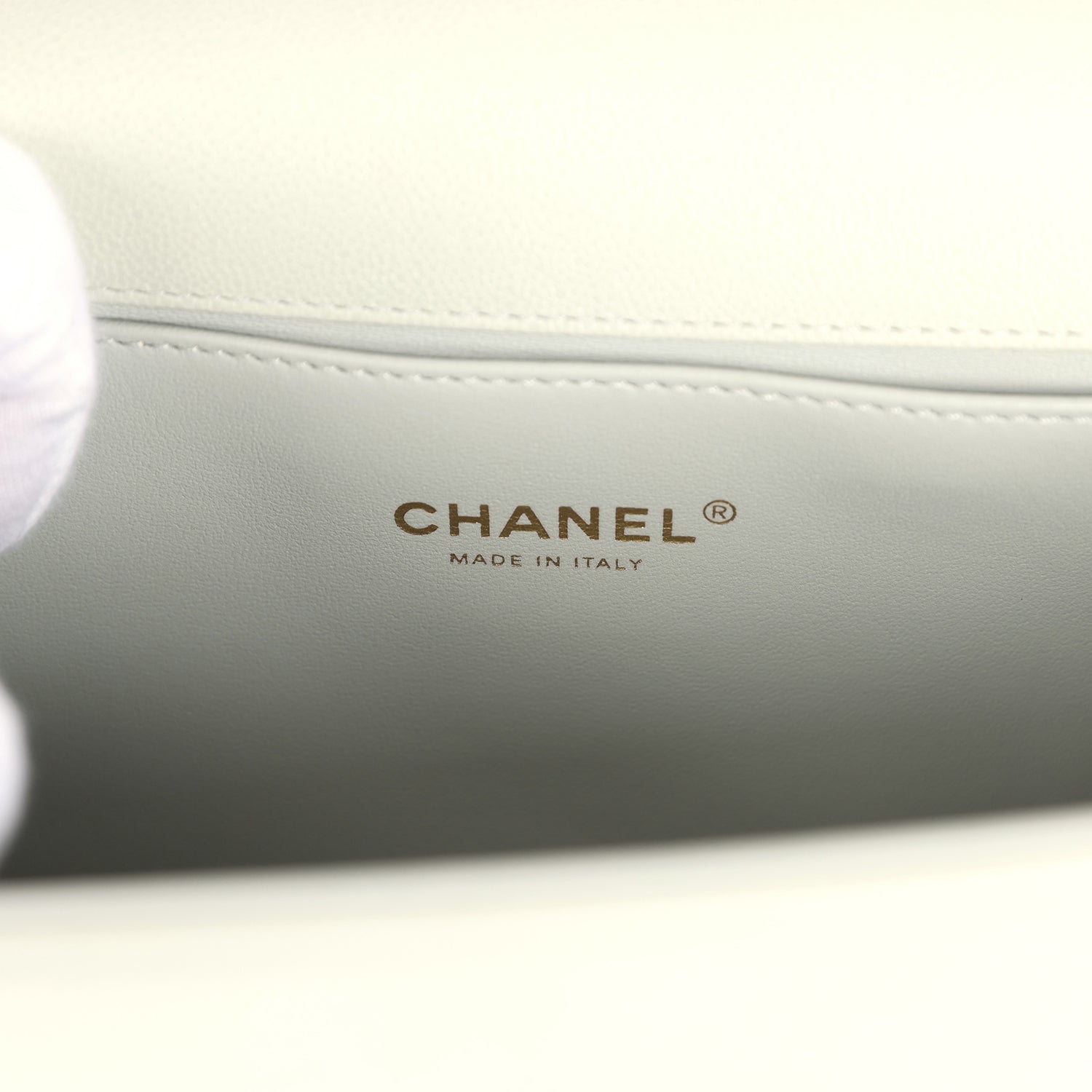 Chanel Medium Chevron Boy Bag Light Blue Caviar Antique Gold Hardware