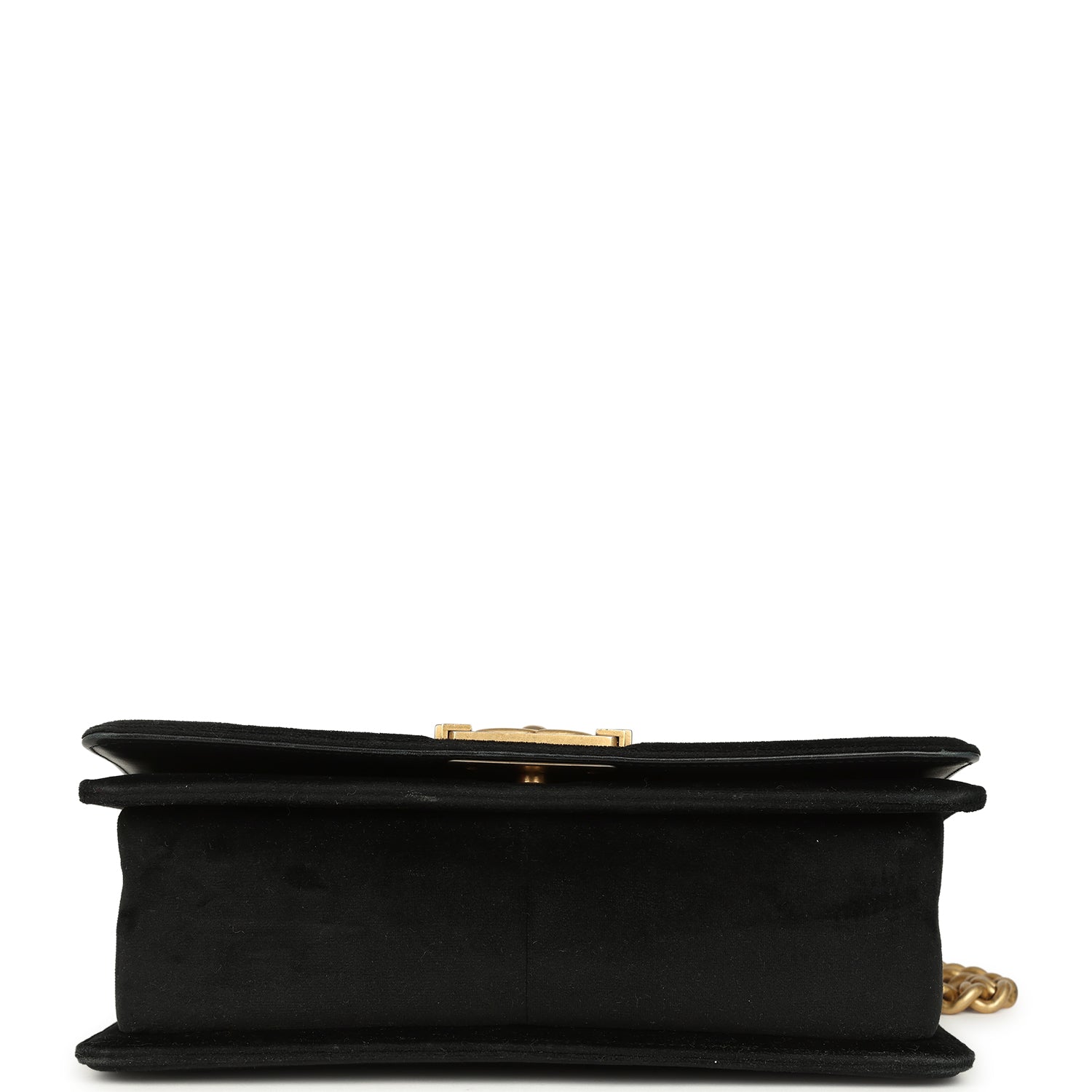 Chanel Medium Boy Bag Black Velvet Antique Gold Hardware