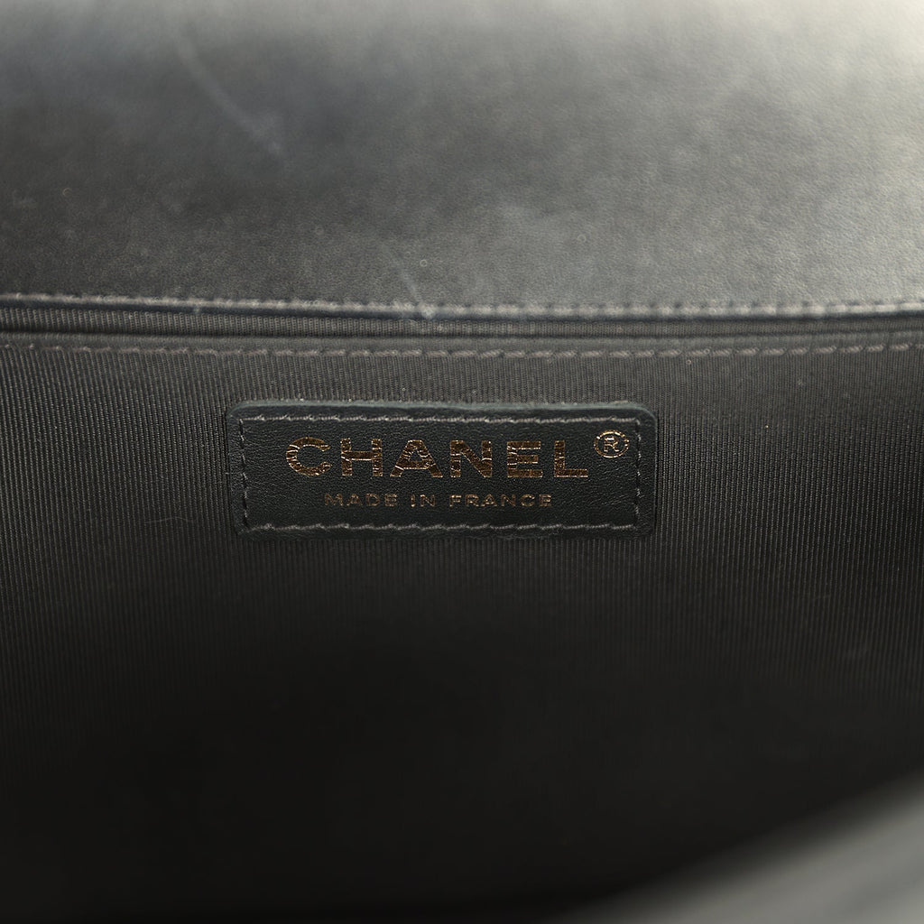 Chanel Medium Boy Bag Black Velvet Antique Gold Hardware