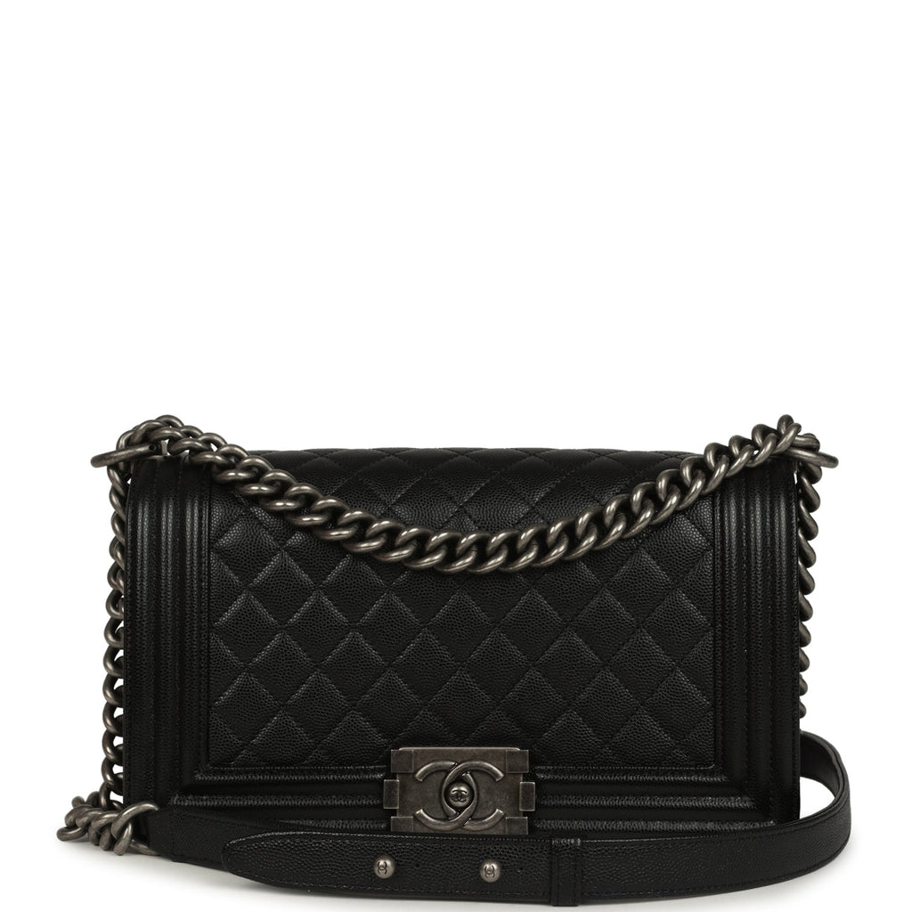 Chanel Medium Boy Bag Black Caviar Aged Ruthenium Hardware