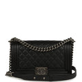 Chanel Medium Boy Bag Black Caviar Aged Ruthenium Hardware