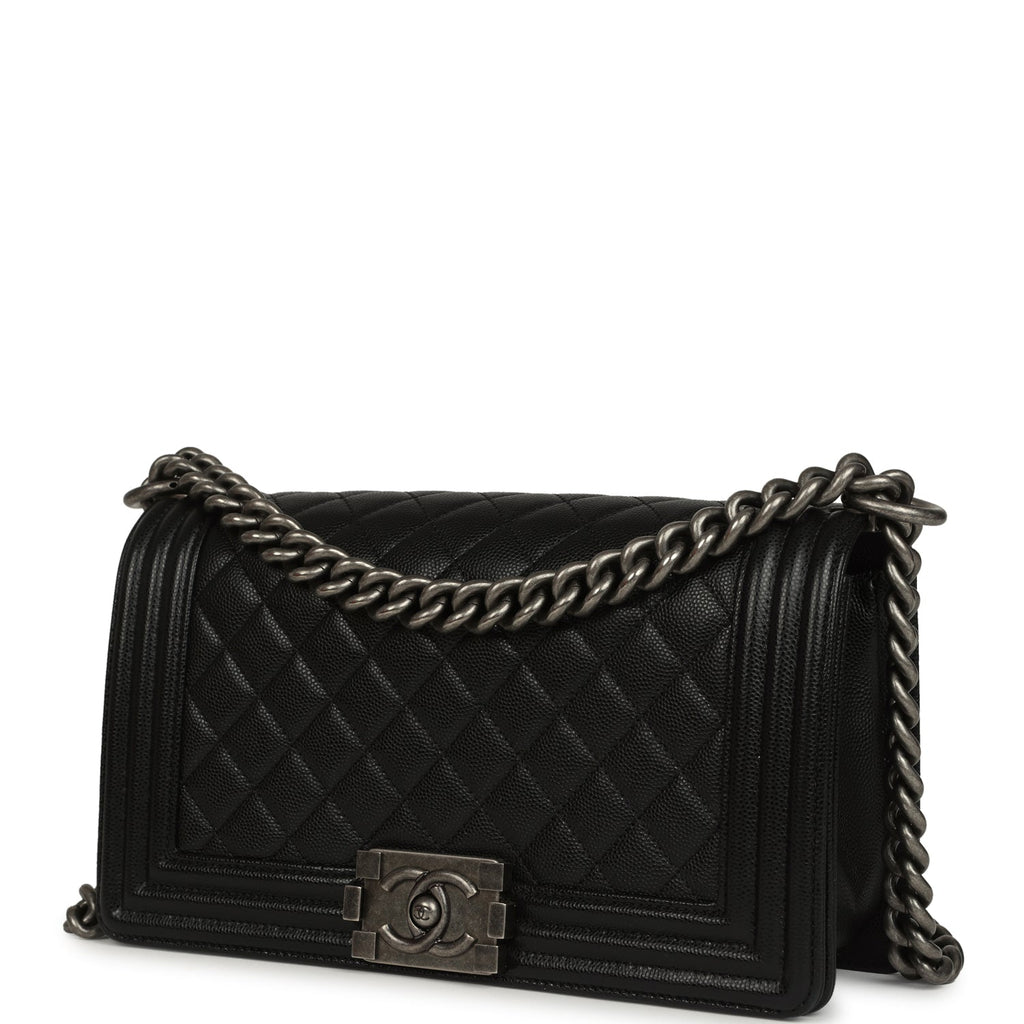 Chanel Medium Boy Bag Black Caviar Aged Ruthenium Hardware