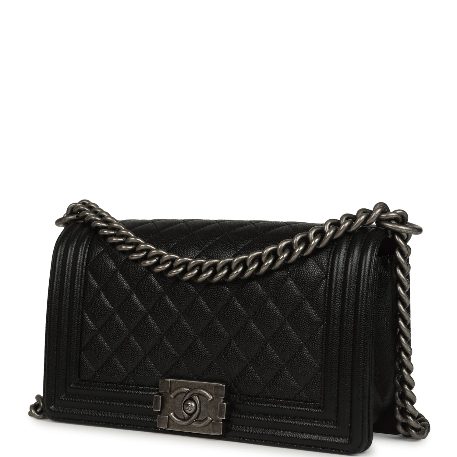 Chanel Medium Boy Bag Black Caviar Aged Ruthenium Hardware